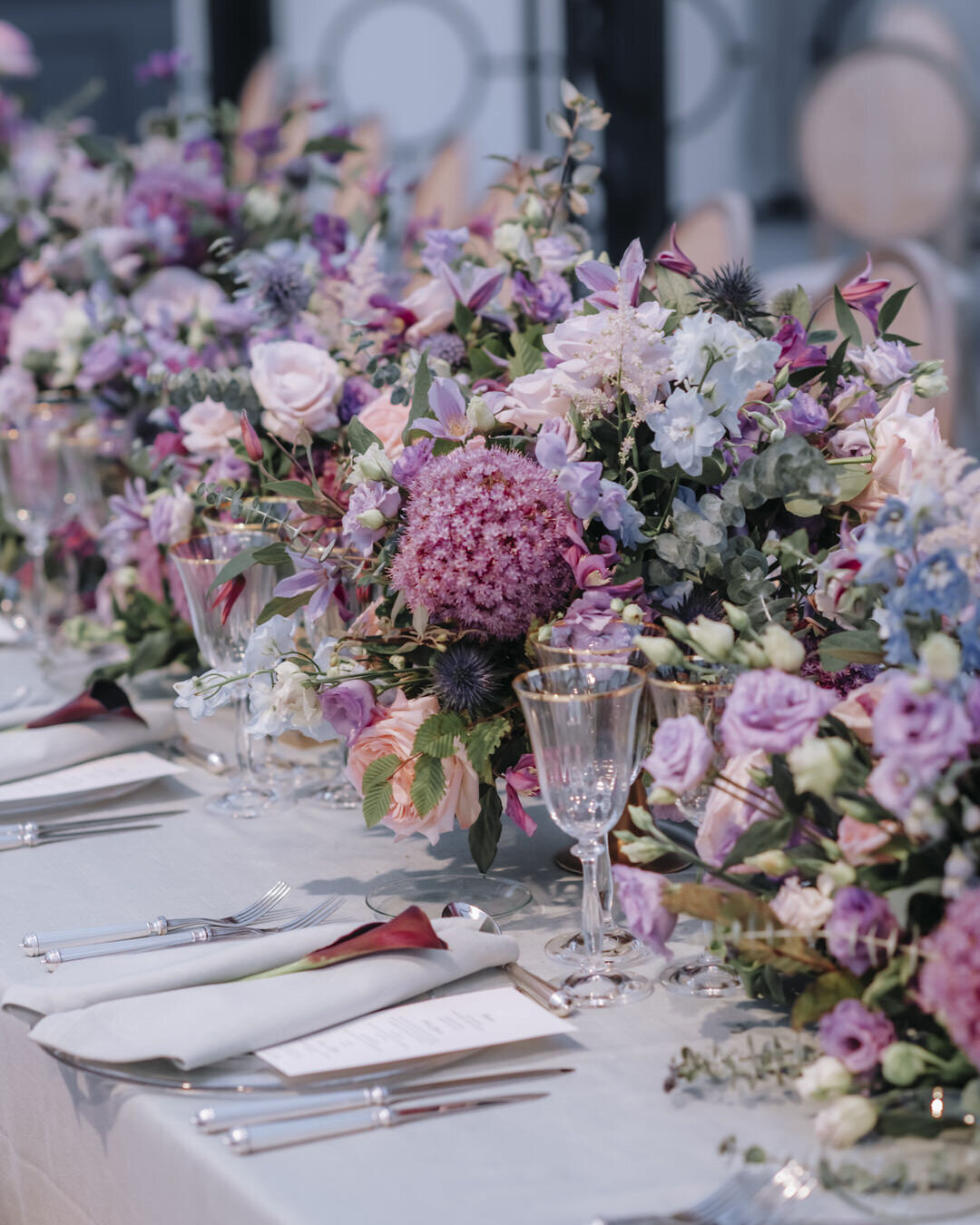 Paris Destination Wedding at Chateau de Chantilly by Alejandra Poupel Events close up dinner table details 