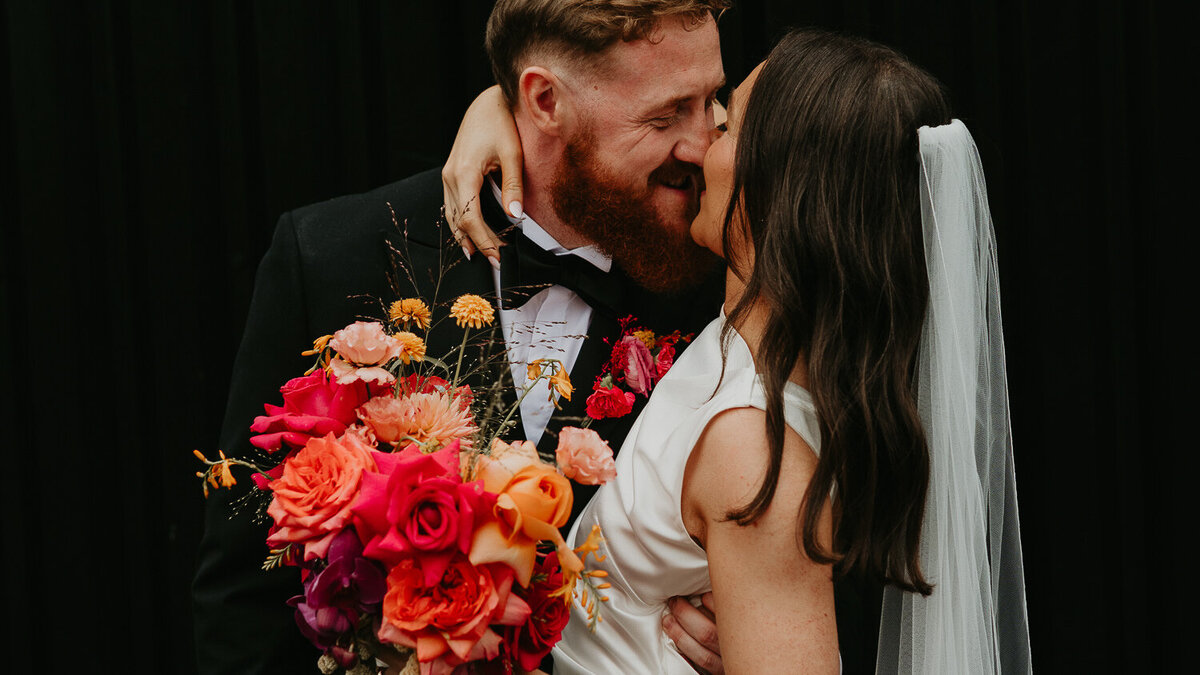 Bride and groom at The Stables in Manchester on their wedding day.