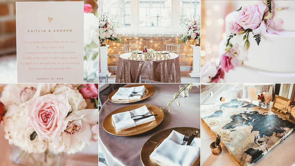 Gallery of pink floral themed wedding elements