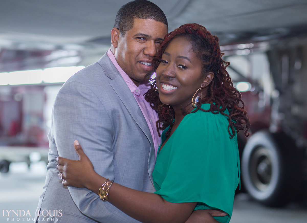 Check out as this loving couple's travel inspired Atlanta engagement photography session captured at the Delta Flight Museum