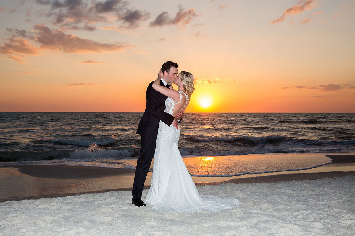 ritz carlton beach wedding naples florida sunset