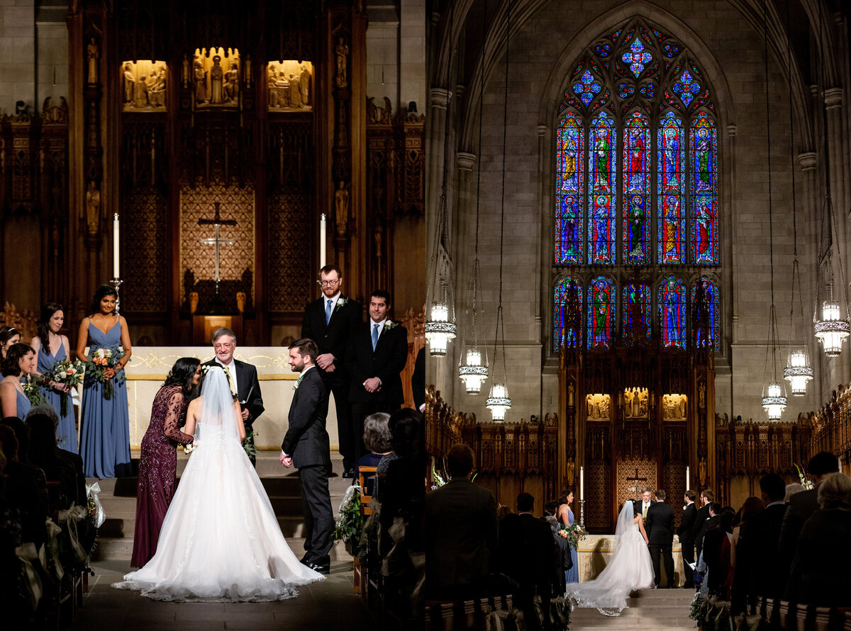 A wedding inside the Chapel at Duke University