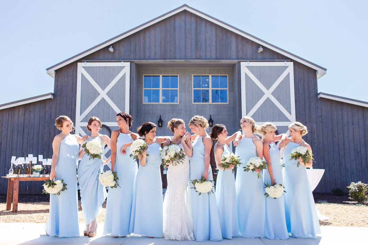 blue bridesmaids dresses at grant hill farms