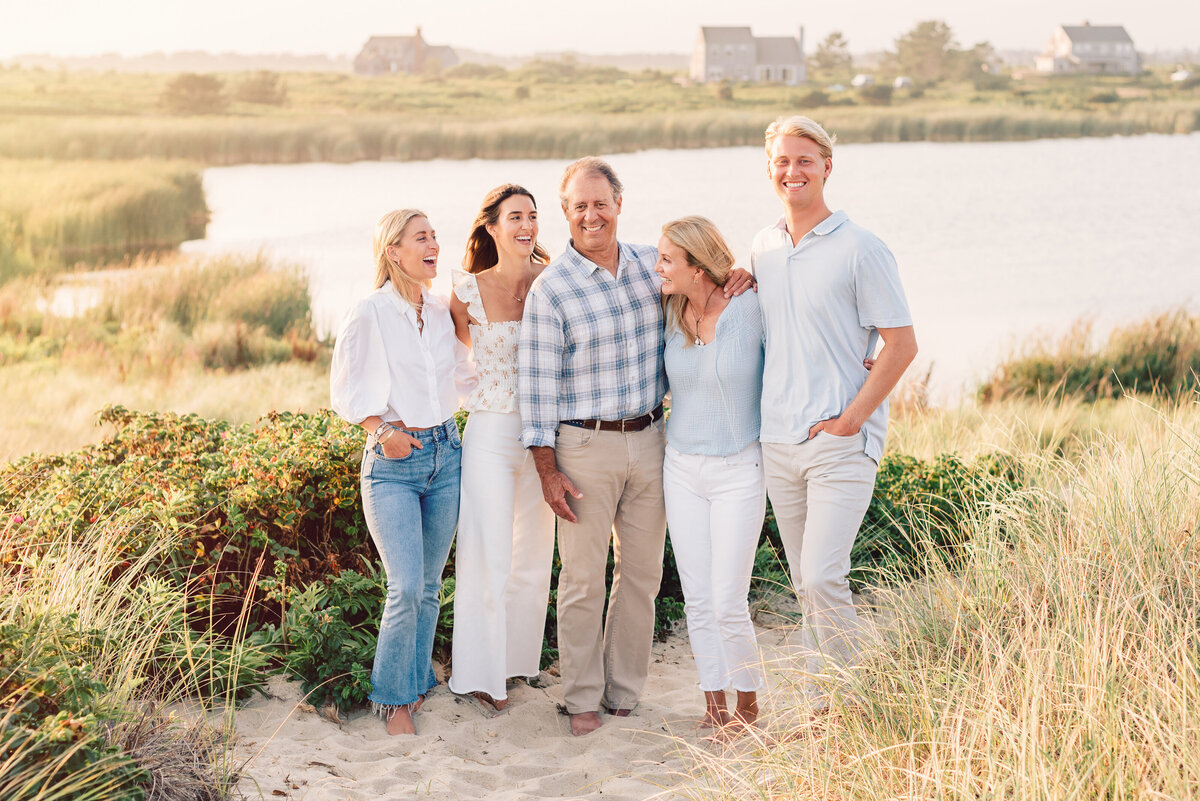 Extended family beach portraits on Nantucket in Wauwinet