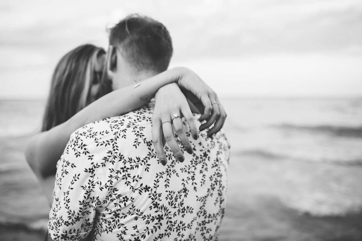 Couple on beach embracing