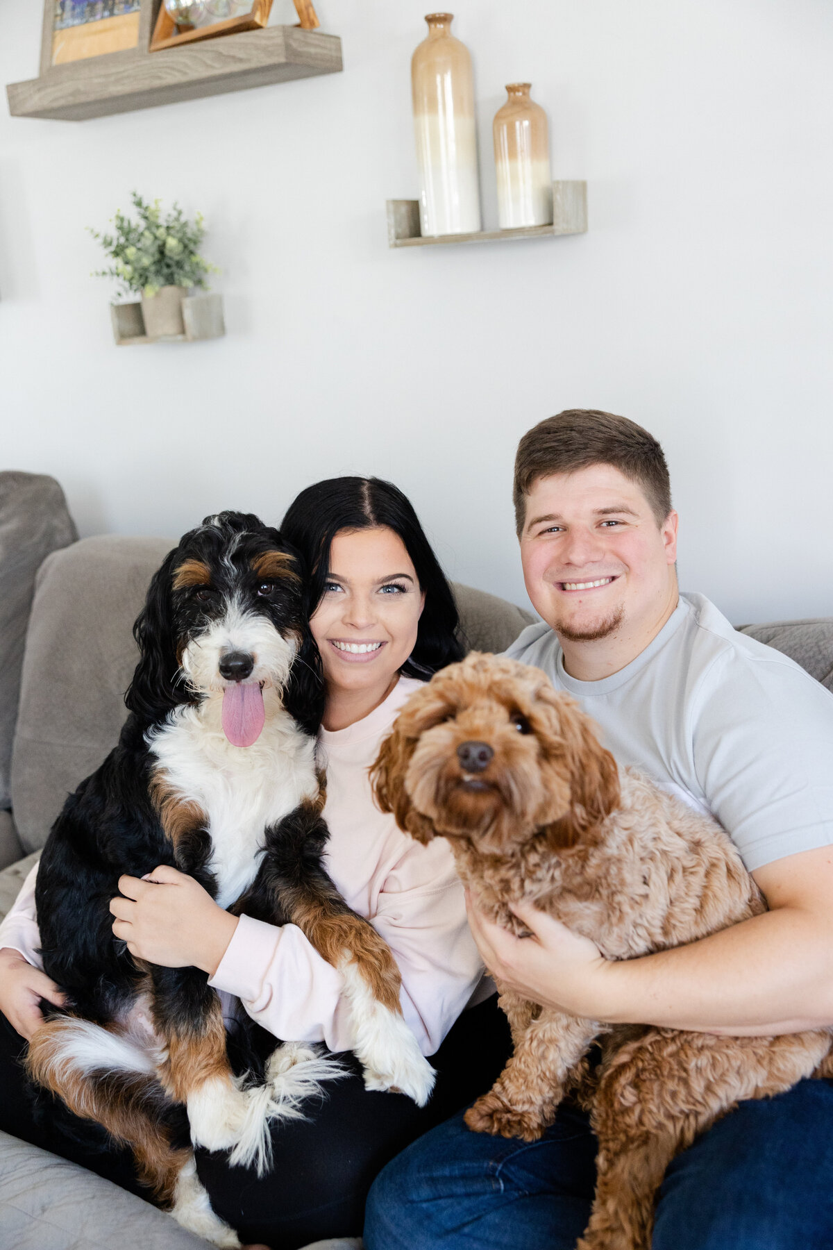 Family photo with dogs