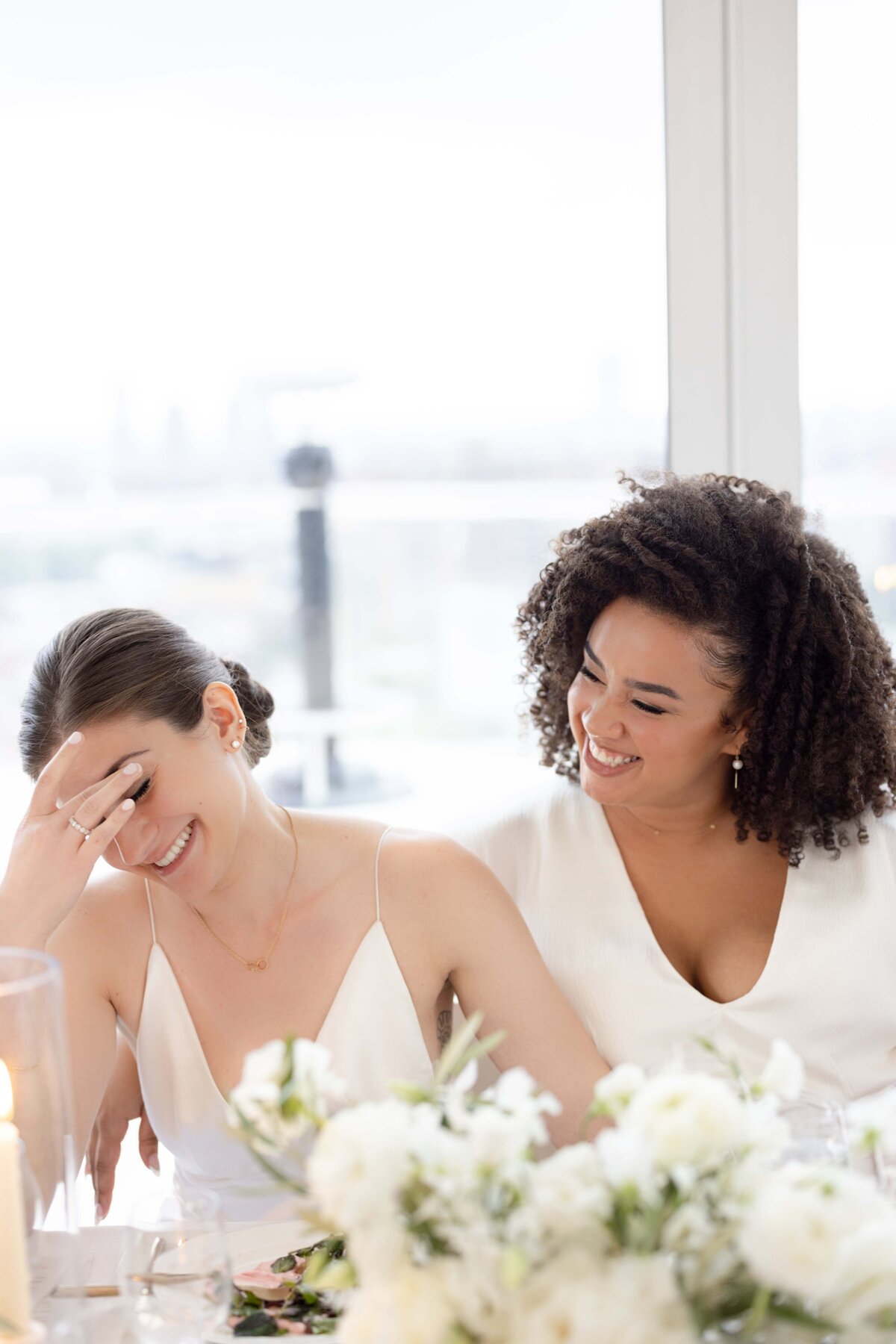 Brides Laughing NYC Wedding