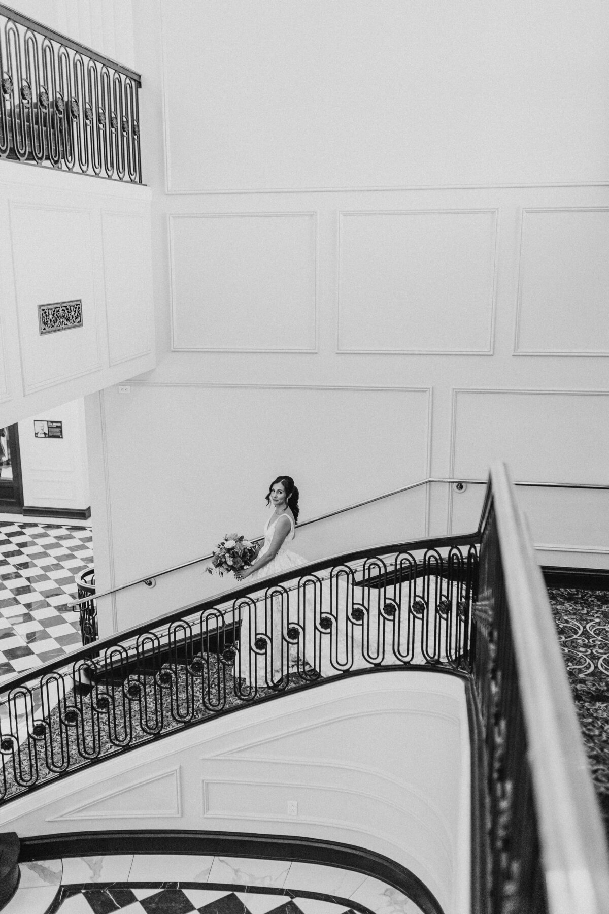 Bride down stairs
