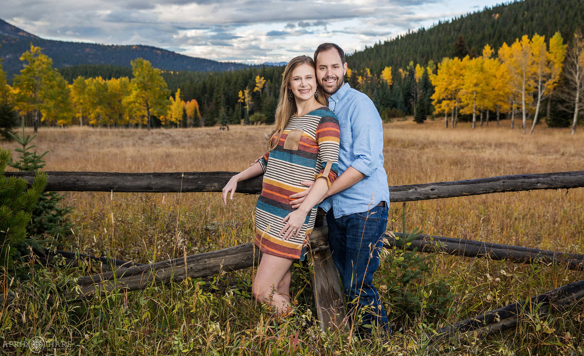 Evergreen Colorado Fall Color Engagement Photos