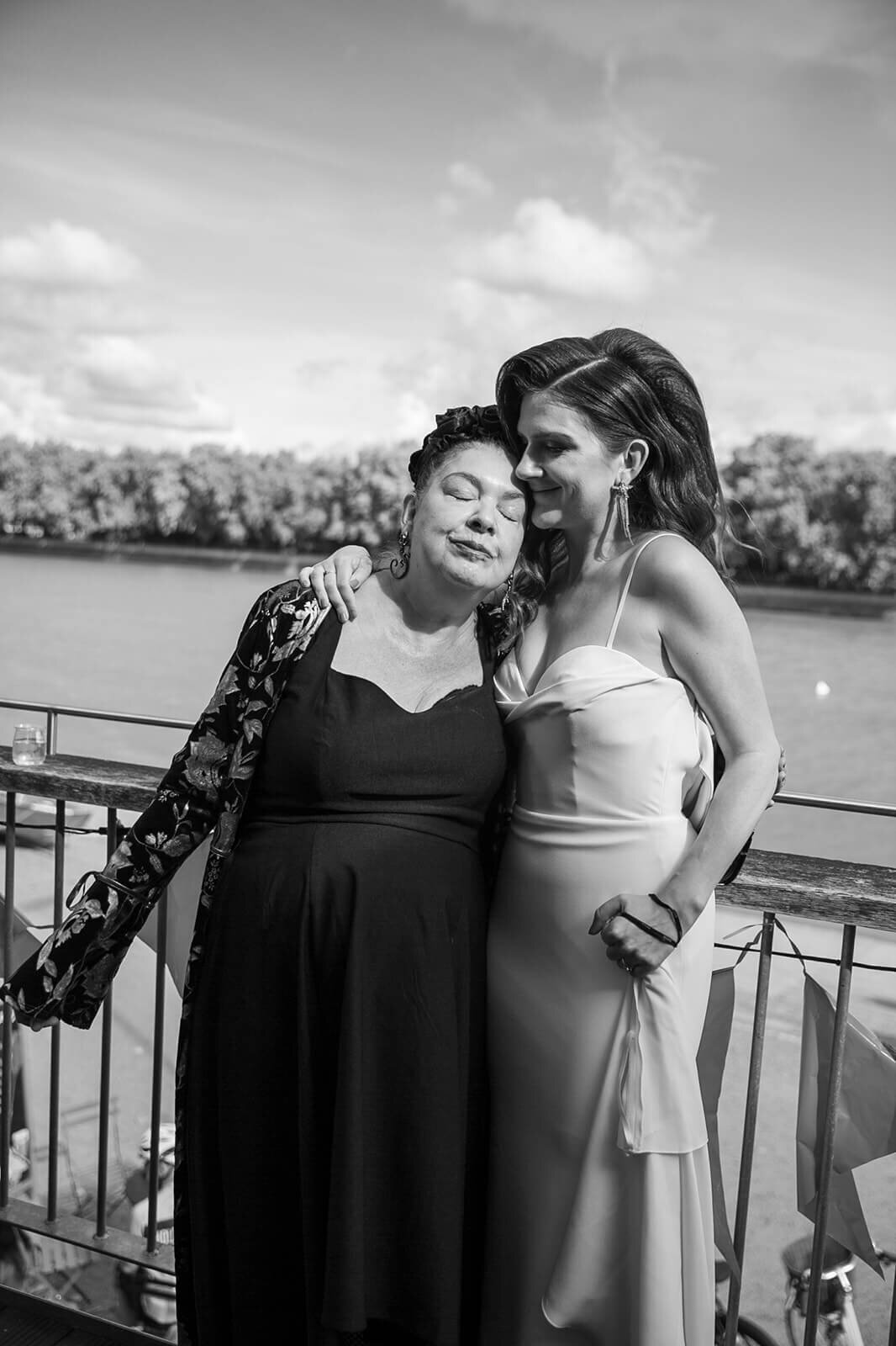Bride and Mum on Thames Rowing Club Balcony