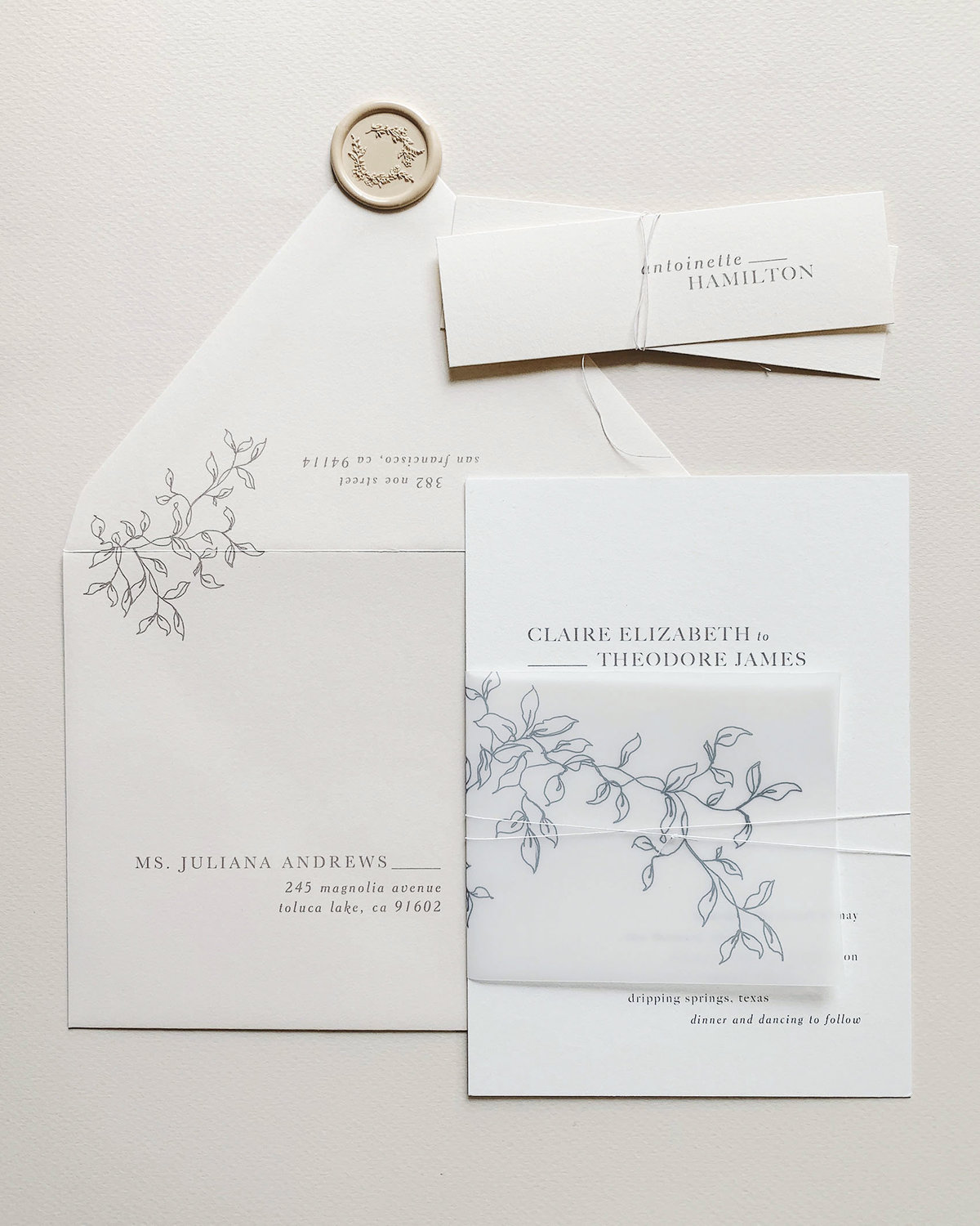 Dominique Alba wedding invitations collection minimalistic sereno suite