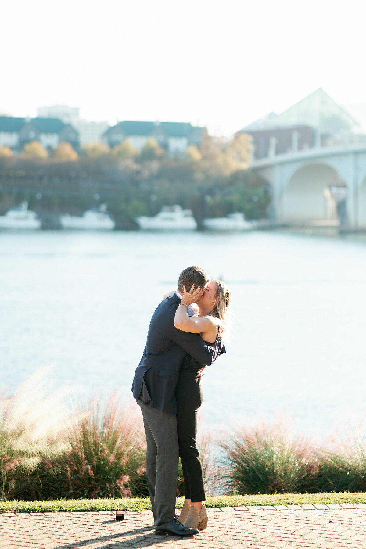Wesley and Ellie Proposal - Coolidge Park, Chattanooga Tennessee - World Wide Engagement Photographer - Alaina René Photography-14