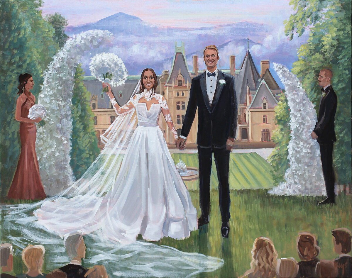Haley and Rich, Live Wedding Painting, The Biltmore, Asheville, NC, web