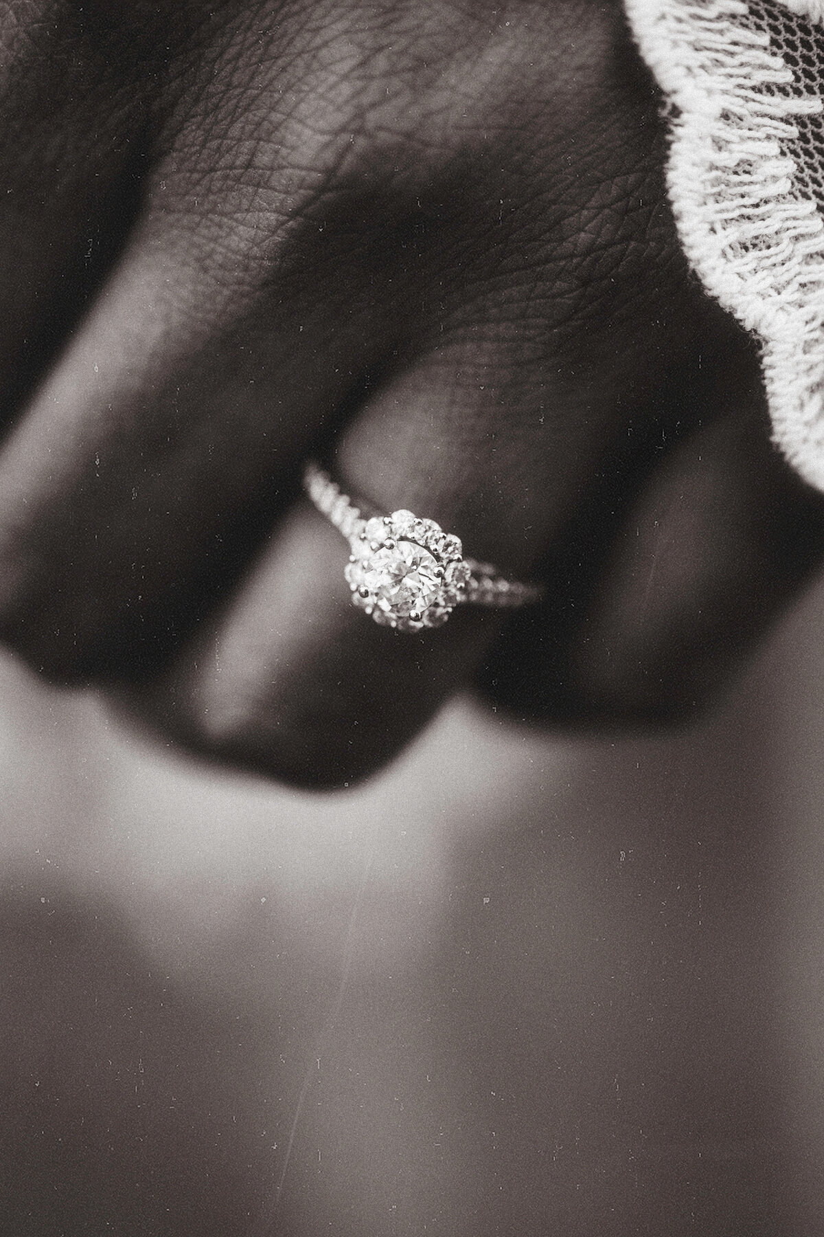 Engagement Photograph Of  a Hand With a Ring Black And White Los Angeles