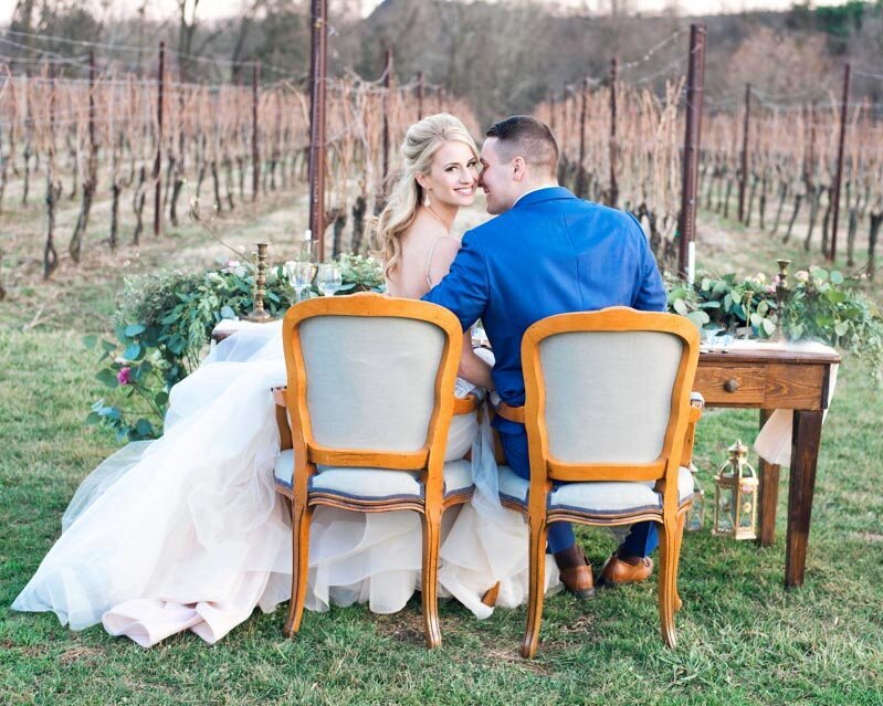 Bride and groom winery wedding