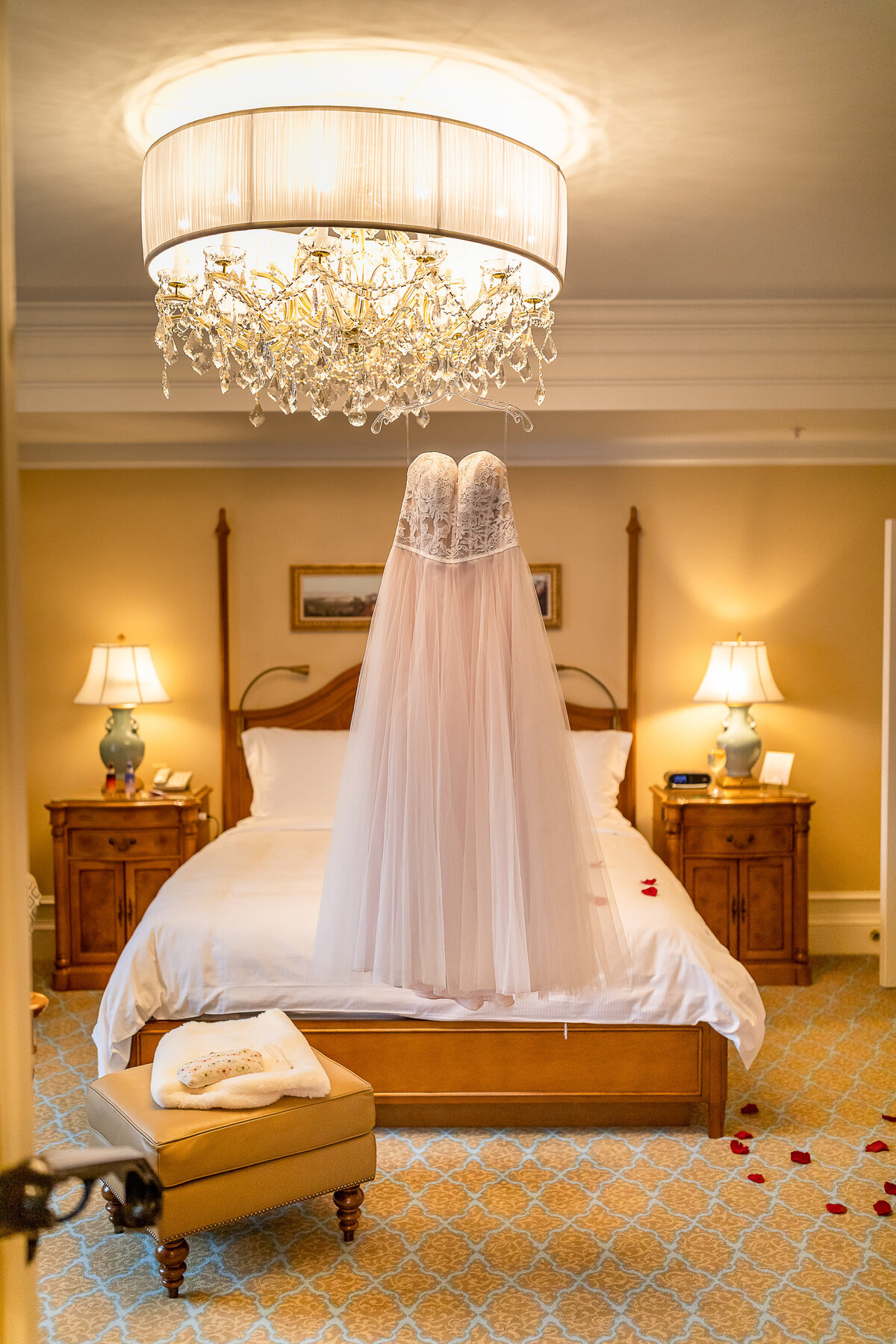 Bride's Dress hanging, Broadmoor, Colorado