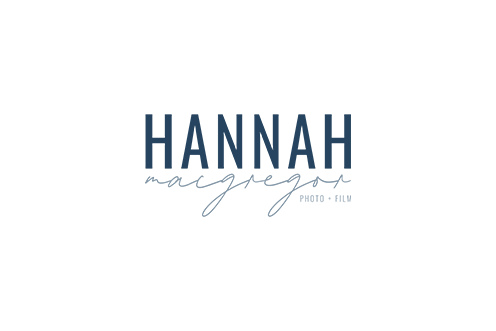 Hannah M Photo and Film Logo with Sans-Serif and Script Type stacked