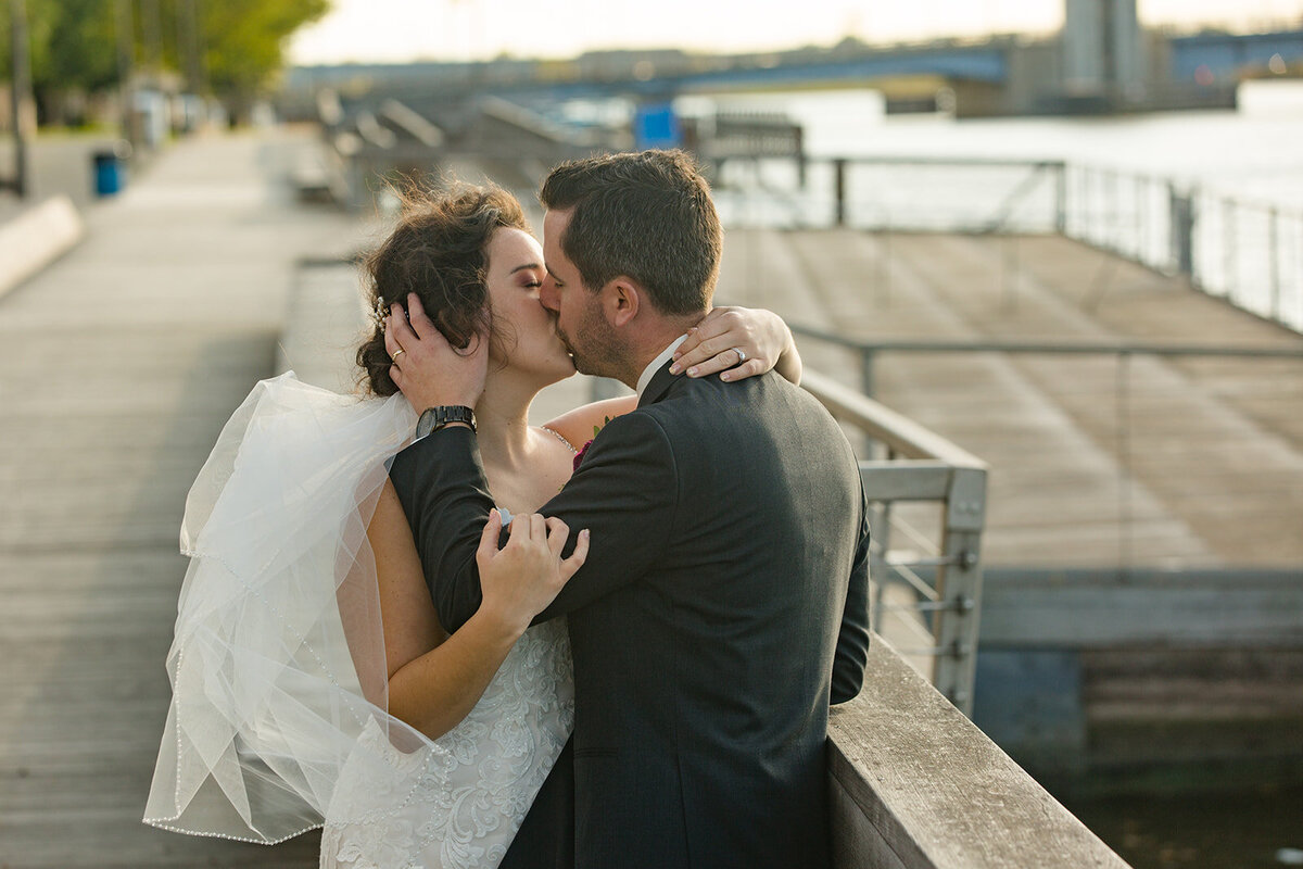 City Deck wedding picture couple kissing