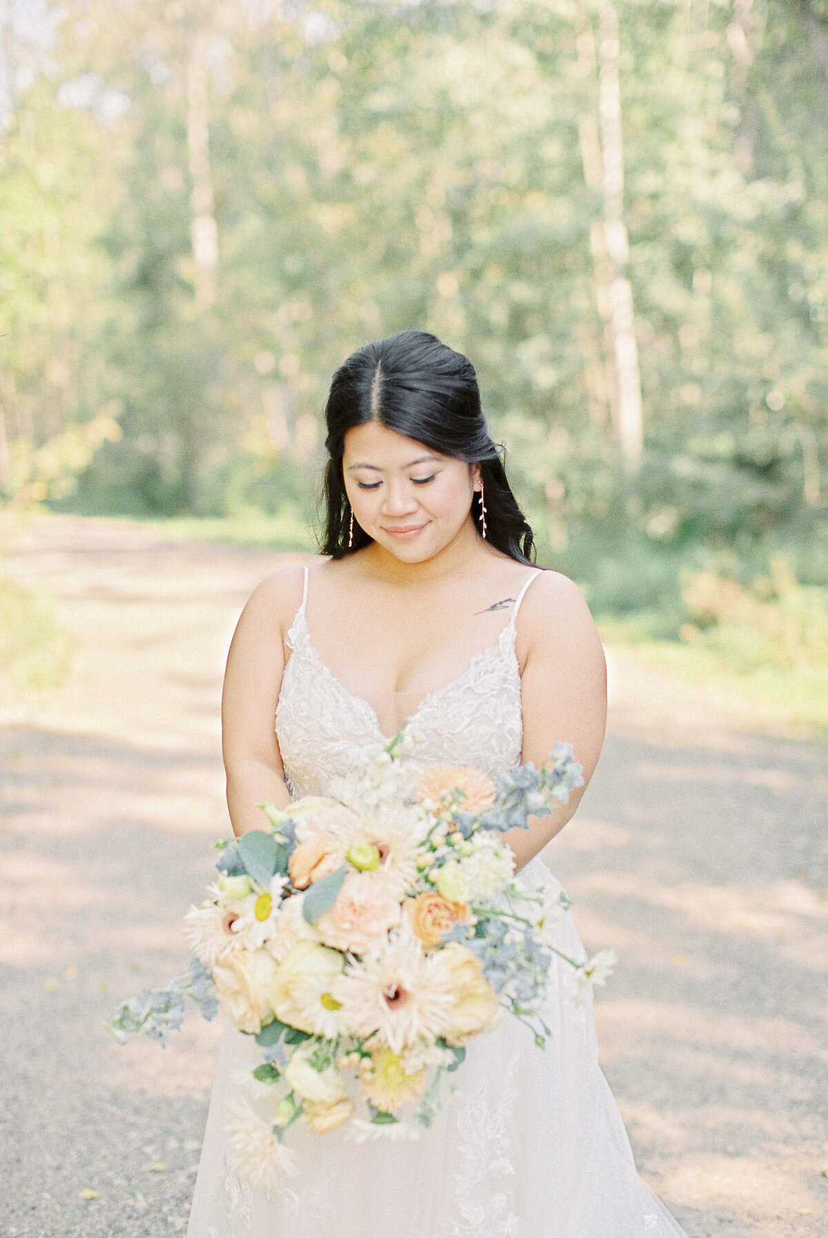 Bride holding flowers