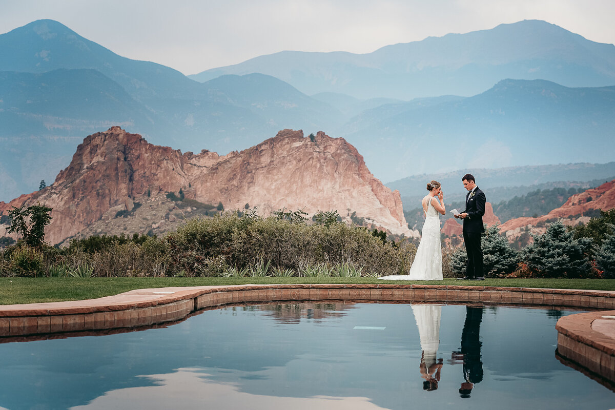 Bride and Groom at the Garden of the Gods Club