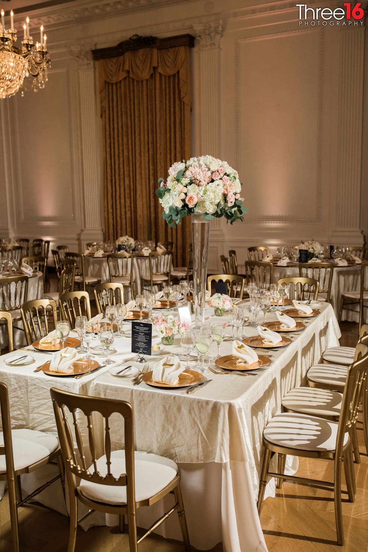 Table design for wedding reception at the Richard Nixon Library