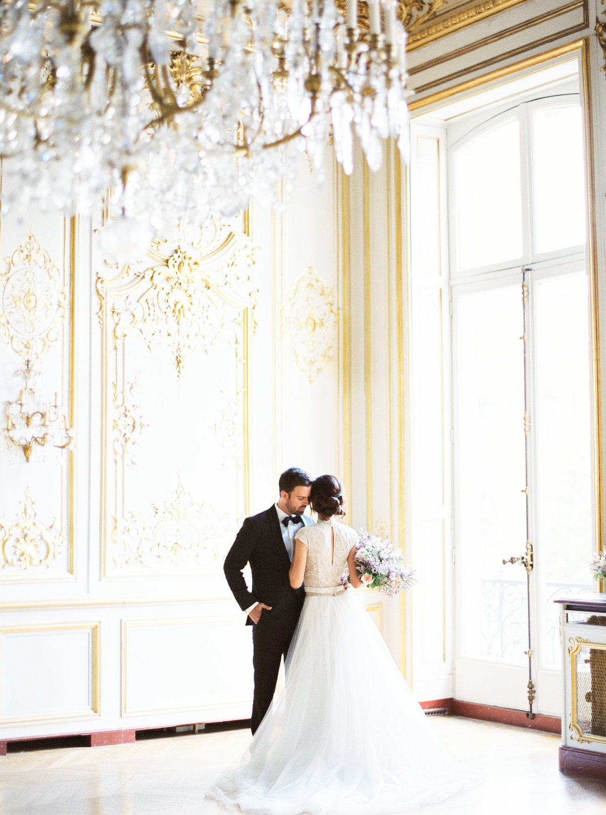 Bride and groom at Hôtel Le Marois  wedding in Paris, France