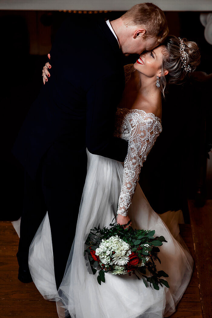 bride-and-groom-touch-foreheads