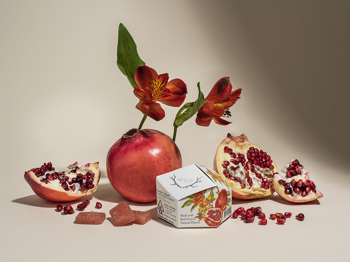 wyld pomegranate cbd gummies product photography