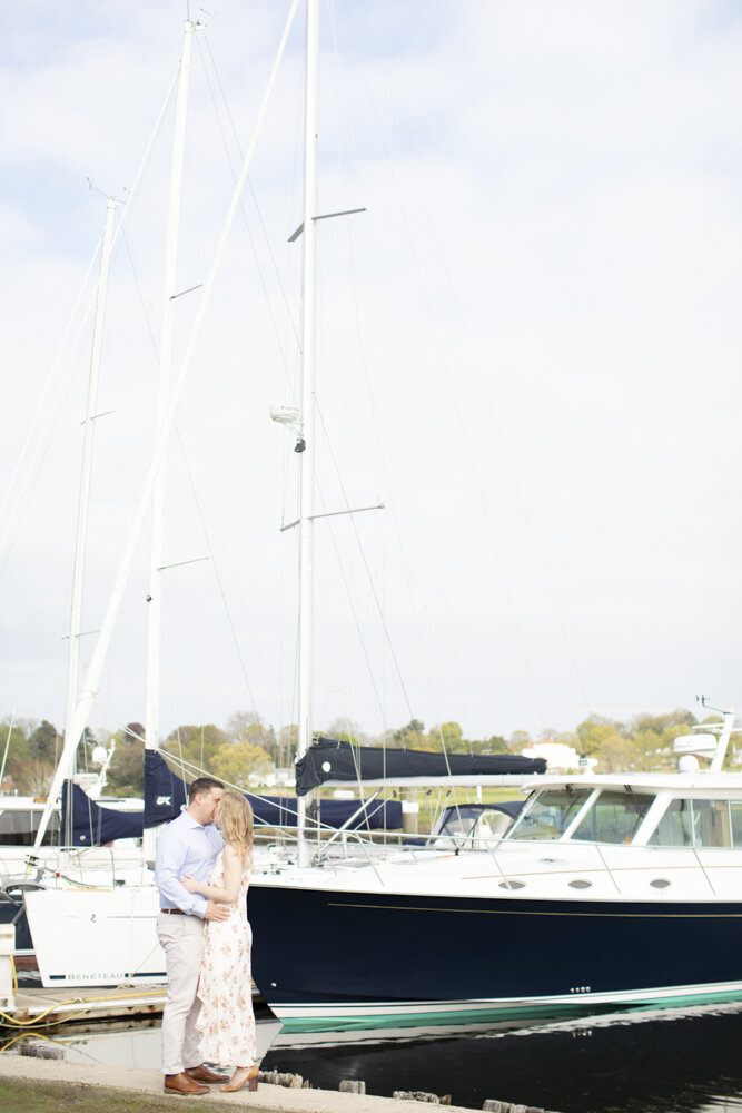 boat marina engagement photos in Southport, CT