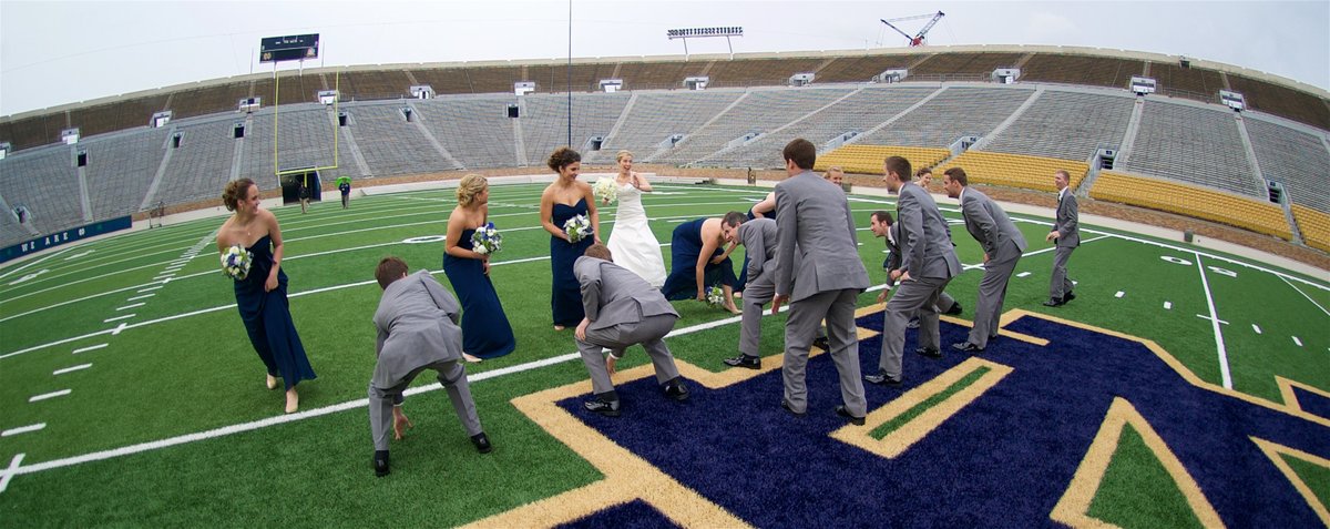 Football Shenanigans on the Filed at Notre Dame Stadium