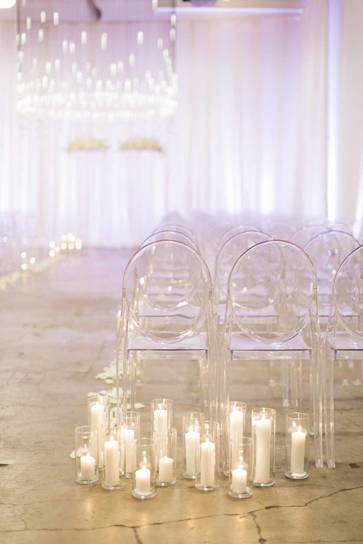 What a dreamy ethereal white candlelit wedding ceremony