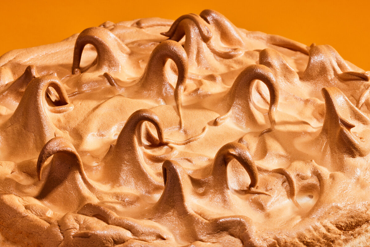 Whipped peaks of the top of a pie