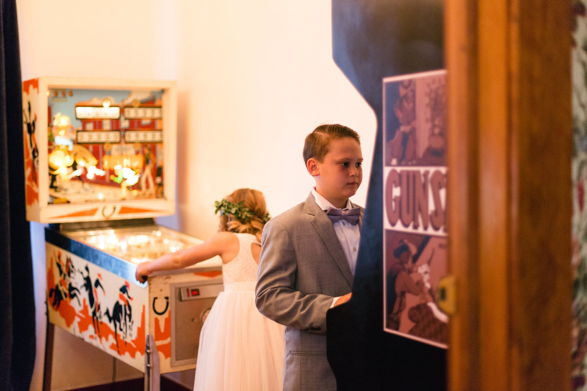 Kids playing games at 1880 Union Hotel Wedding