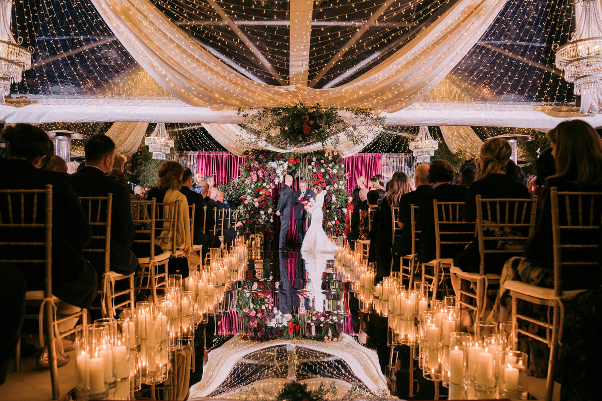 A luxurious and opulent winter wedding ceremony in sardinia