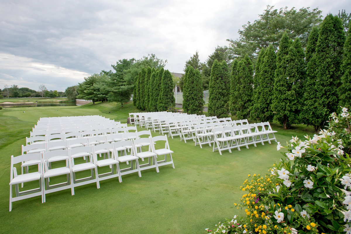 photo of ceremony set up on the golf course at Willow Creek Golf and Country Club wedding