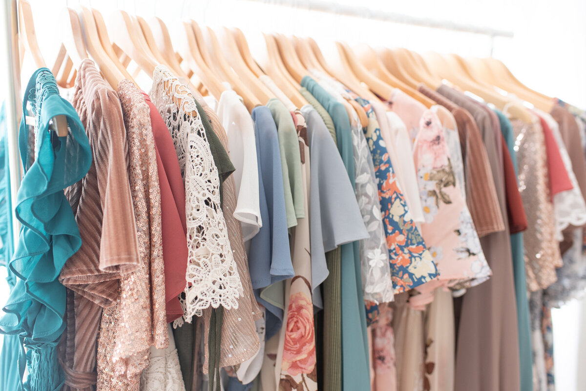 A close-up image of the Client Closet at the studio of Sharon Leger Photography