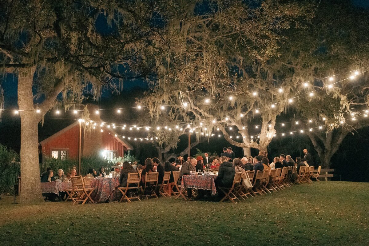 Carmel Wedding Camp Bistro Lights Dinner