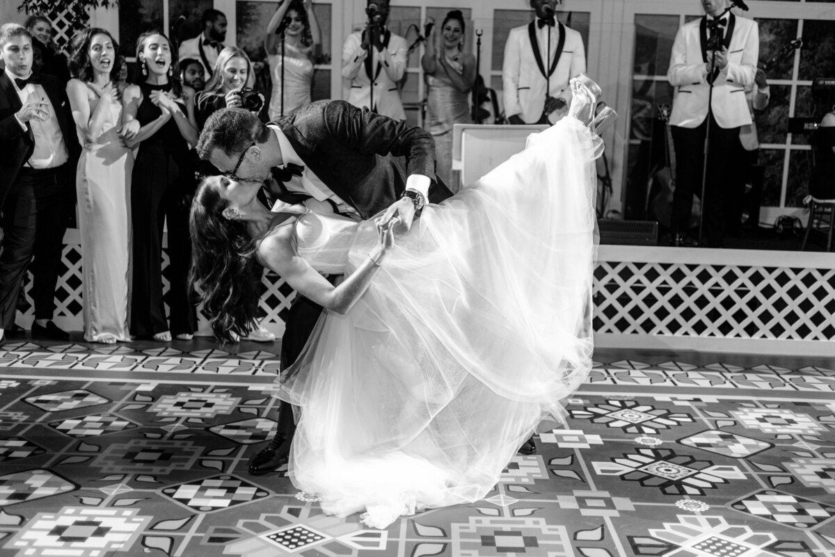 Dancing bride and groom