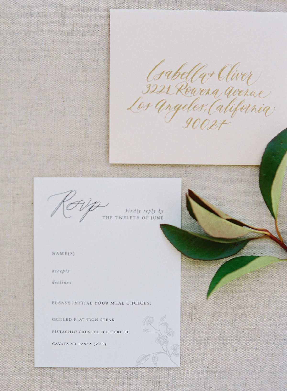 Plume & Fete collections romantic garden wedding invitation suite response card