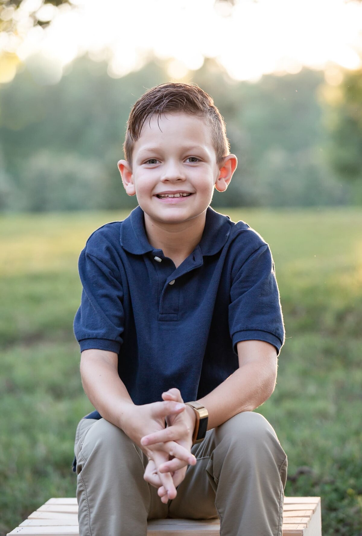 outdoor portrait of a boy in Wake Forest, NC.