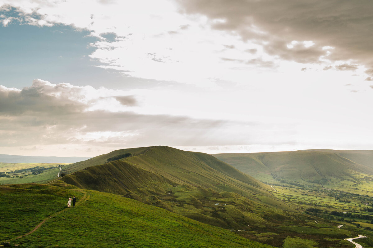 Bride and Groom in a peak district landscape