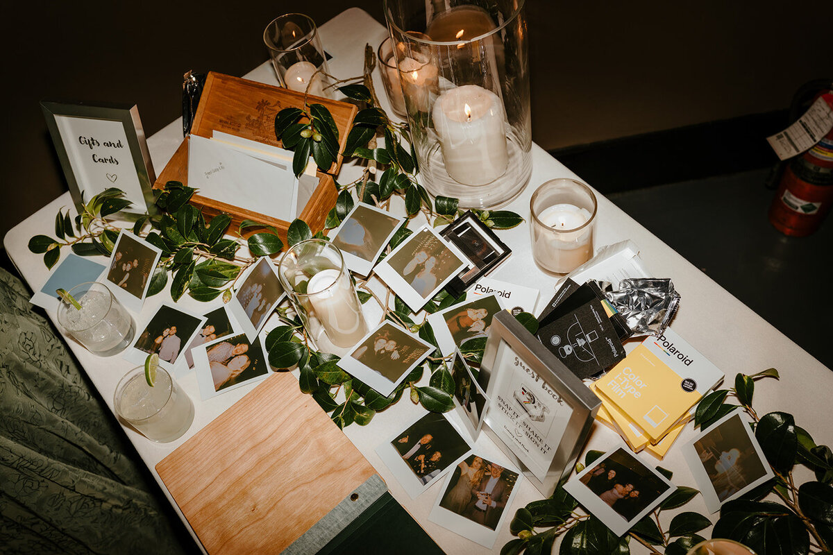polaroids and pictures of wedding day