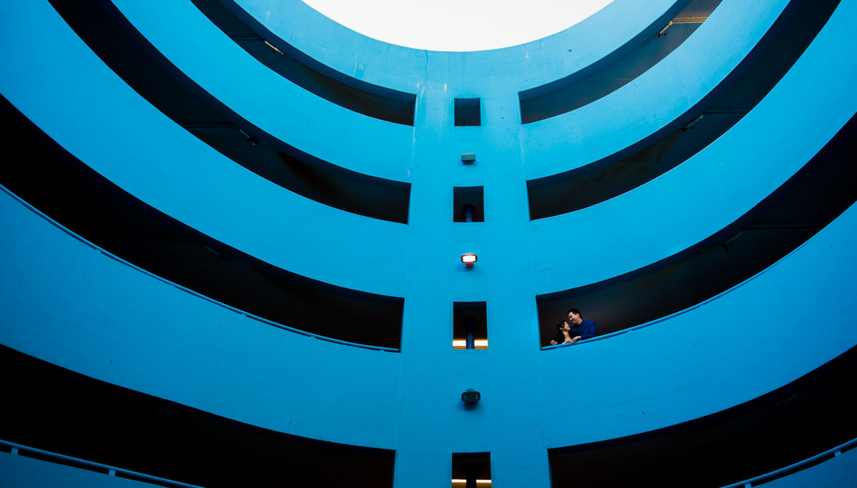 Downtown Vancouver engagement session in a parkade.
