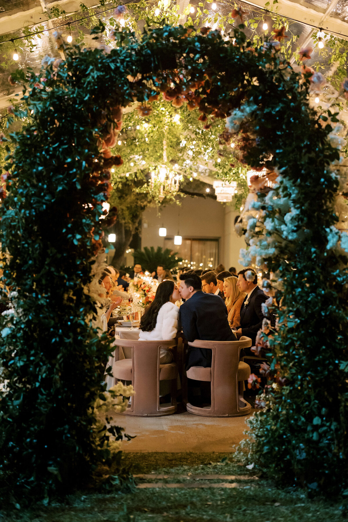 Clear tented wedding reception in Downtown Austin at the Four Seasons