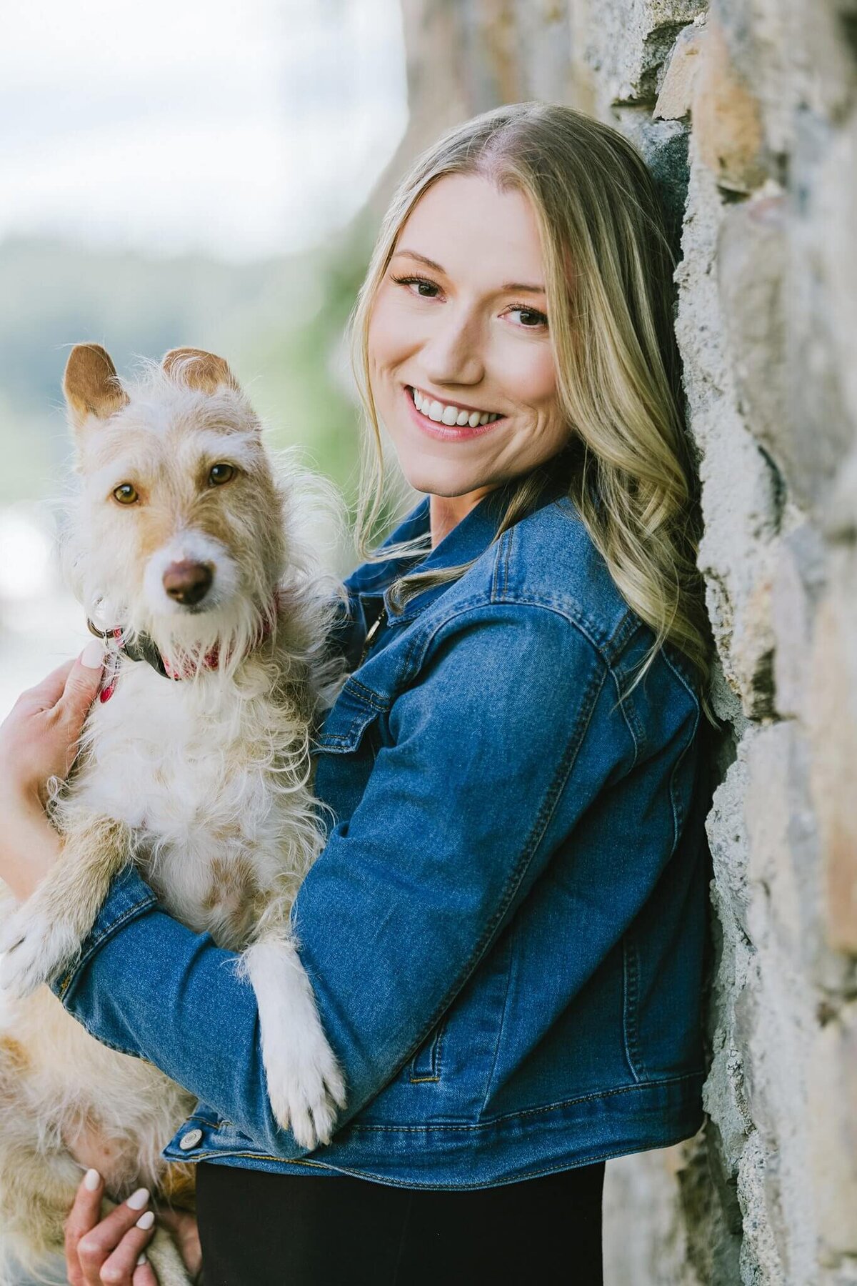 woman with her dog headshot session in truckee