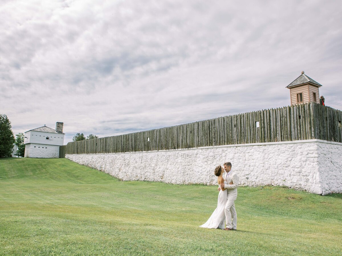 Bride and Groom at Fort Mackinac