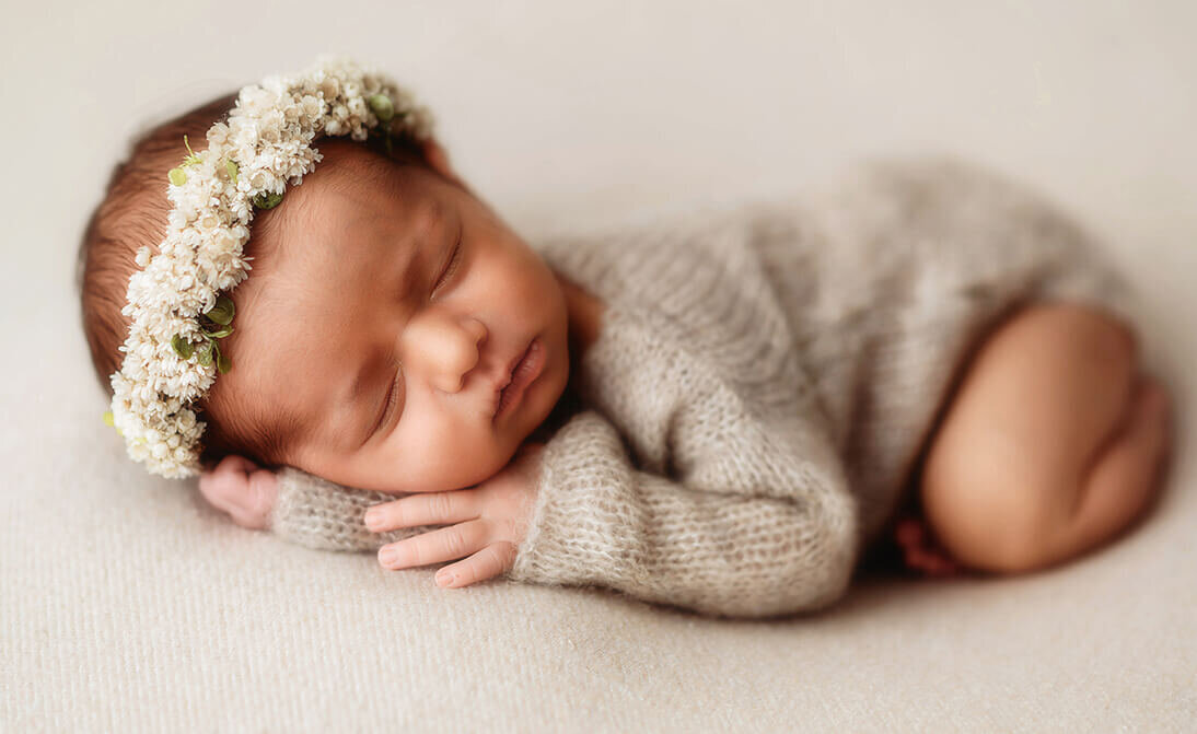 Infant posed for Newborn Photography Session in Asheville, NC.