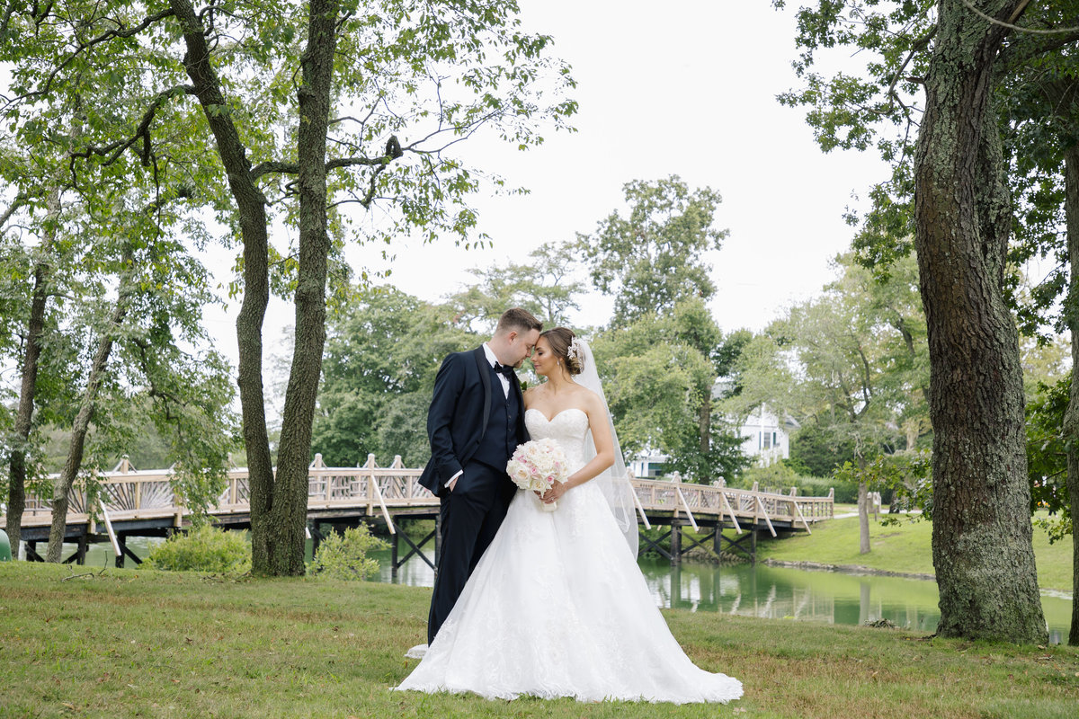 bride and groom portrait in spring lake park  wedding