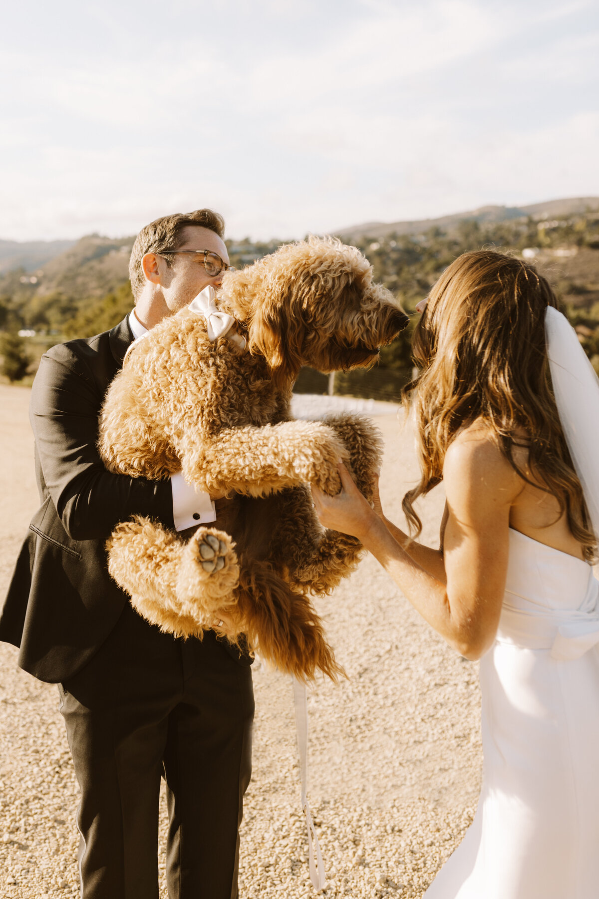 Couple and their dog at Carmel Valley Ranch wedding