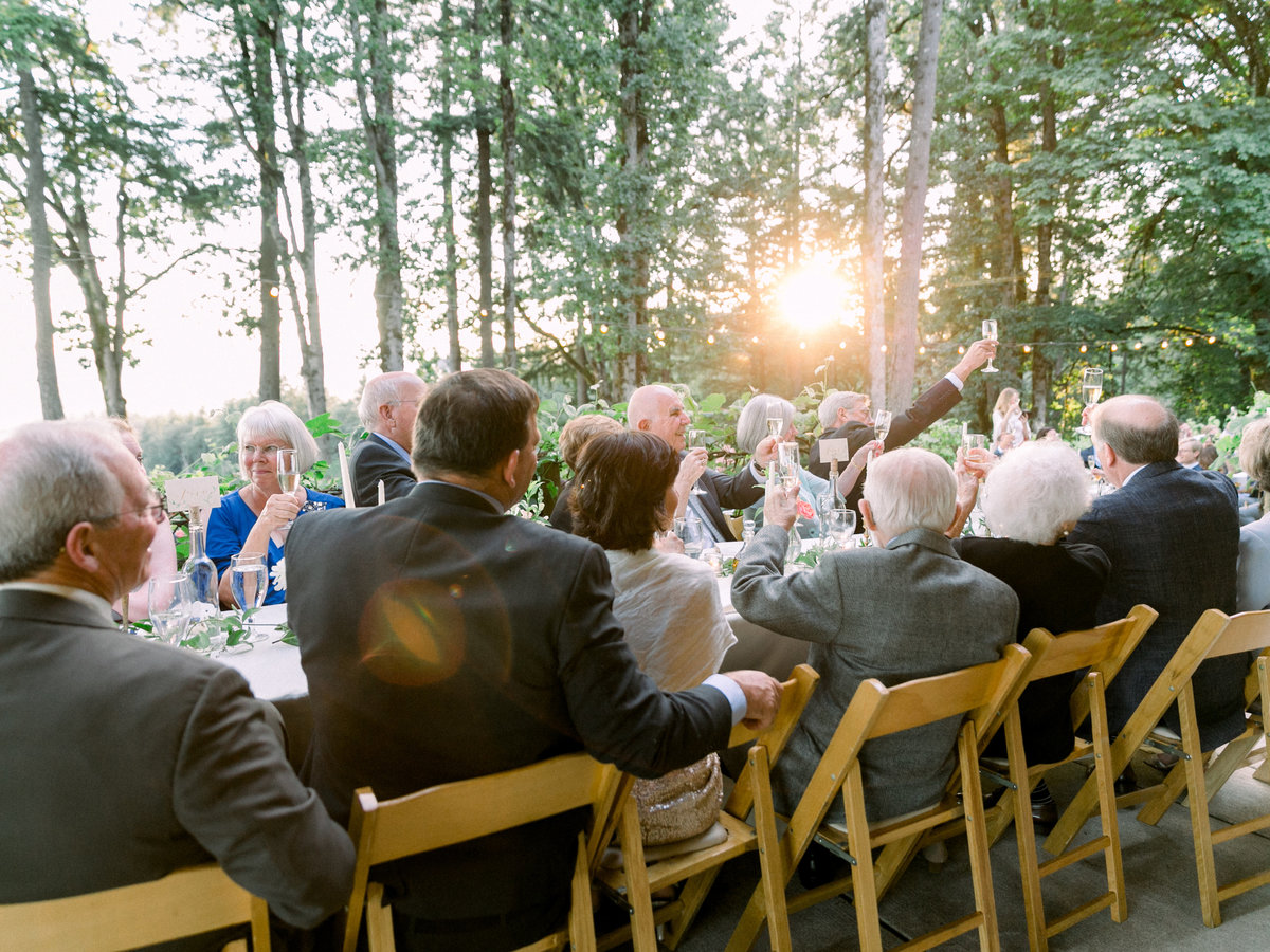 guests clapping during wedding toasts